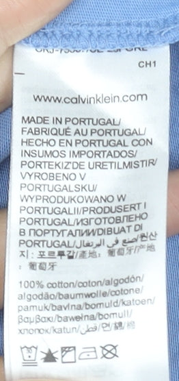 Calvin Klein Men's Blue Regular Fit Crew Neck Cotton T-Shirt M