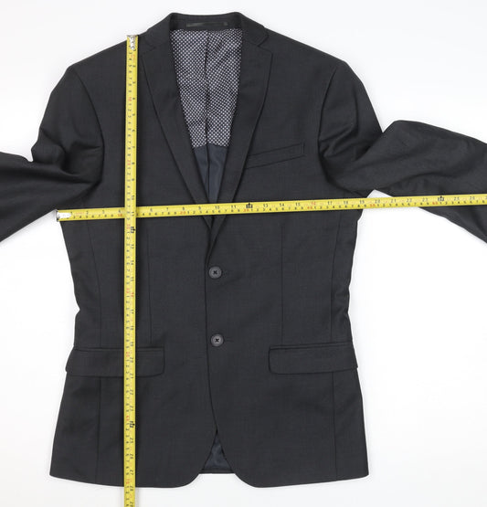 Men’s Black Regular Fit 36R Single-Breasted Suit Jacket