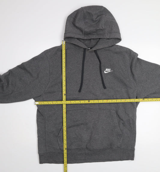 Nike Men's Grey Pullover Hoodie L Regular Fit Fleece Sportswear
