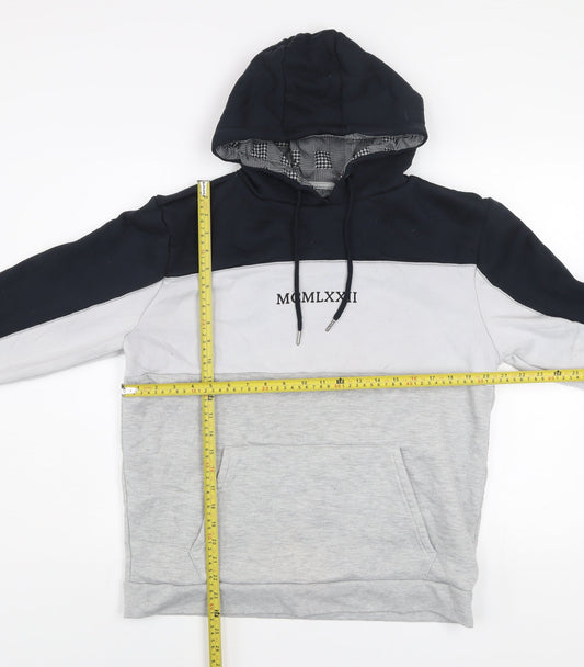 Brave Soul Men's Grey Colour Block Pullover Hoodie XL