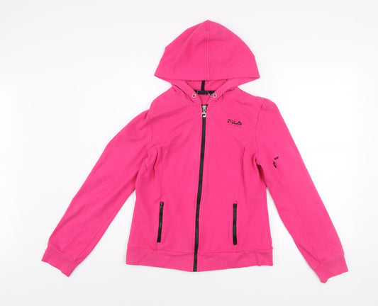 Womens UK M Regular FILA Pink Full Zip Hoodie
