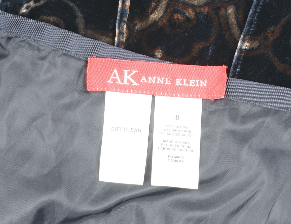 Anne Klein Womens Brown Velvet A-Line Midi Skirt Size 8