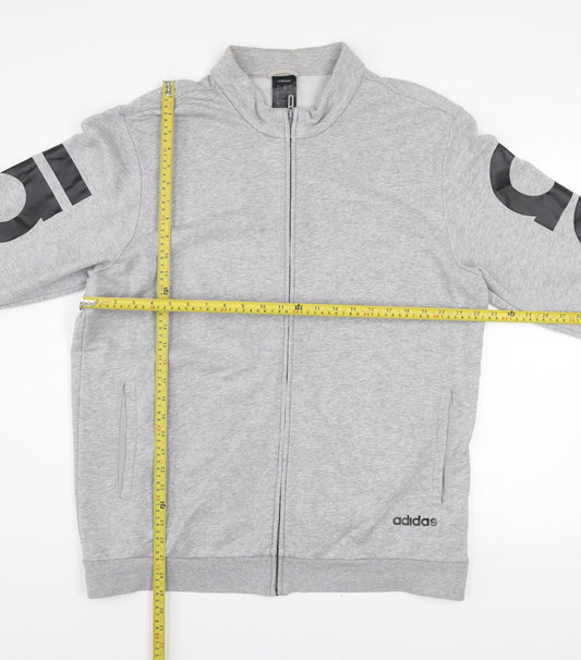 Adidas Men's Grey Full Zip Sweatshirt XL Logo Sports Top