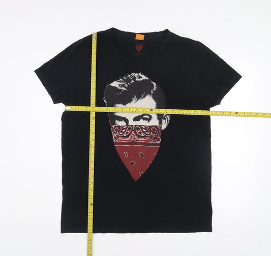 Hugo Boss Orange Mens Black XL Graphic Crew Neck Cotton T-Shirt