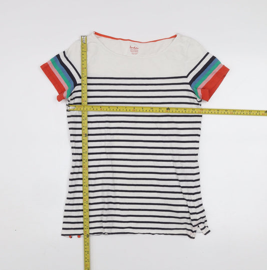Boden Women’s Multicoloured Striped Boat Neck T-Shirt UK 8