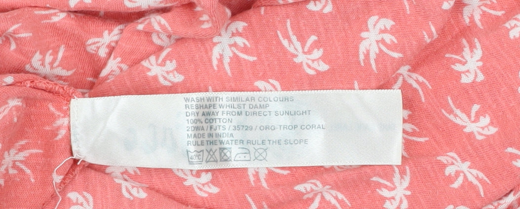 Fat Face Womens Pink Cotton Tropical Print Short Sleeve T-Shirt Size 8