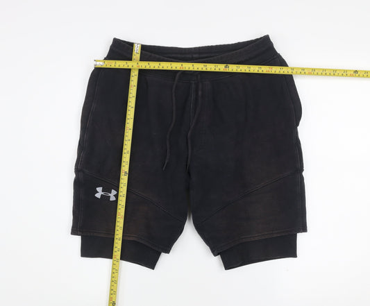 Under Armour Men's Black Sweat Shorts L HeatGear Fleece Athletic