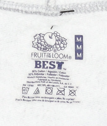 Fruit of the Loom Men's Grey Pullover Hoodie M NYC Embroidered Logo