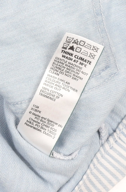 Additional view of Marks & Spencer girls’ blue striped cotton waistcoat 15-16 years
