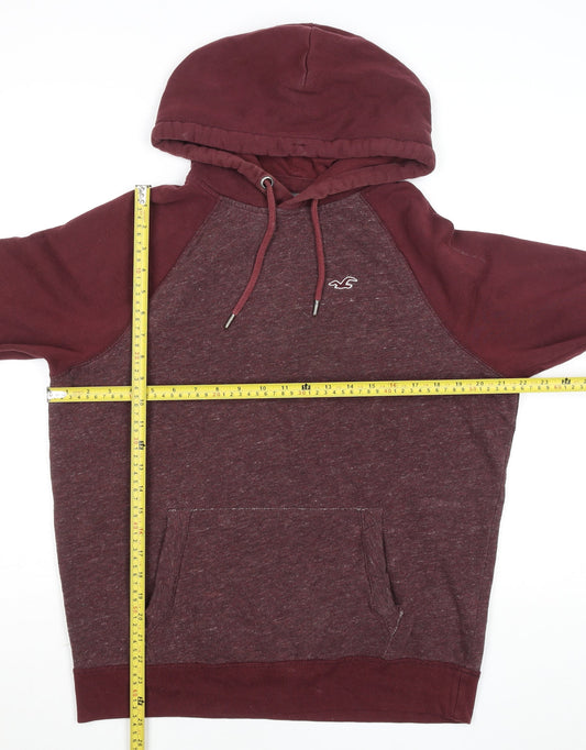 Hollister Men’s Red Pullover Hoodie Size L Fleece Logo Sweatshirt