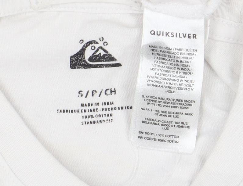 Quiksilver Men's White Small Regular Fit Cotton Surf T-Shirt