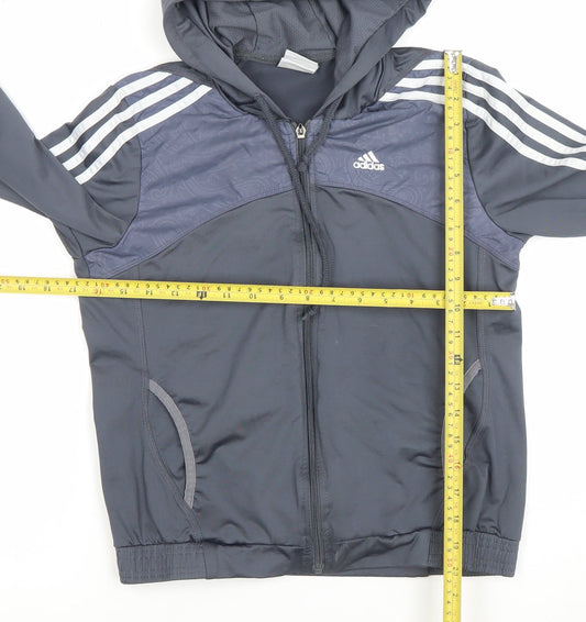 Adidas Women’s Grey Full Zip Hoodie L Hooded Sportswear