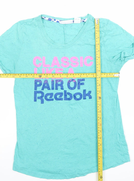 Reebok Women’s Blue V-Neck Classic Slogan T-Shirt Size M