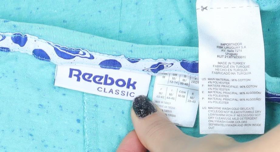 Reebok Women’s Blue V-Neck Classic Slogan T-Shirt Size M