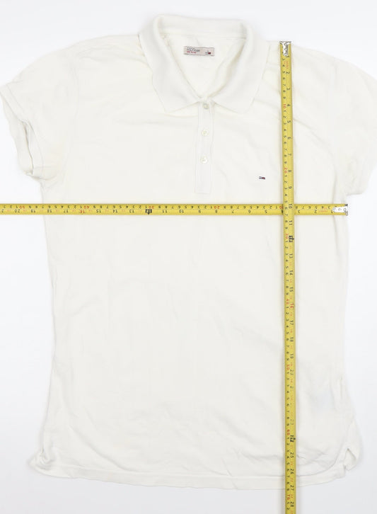 Tommy Hilfiger Men's White Stretch Cotton Polo Shirt Size L