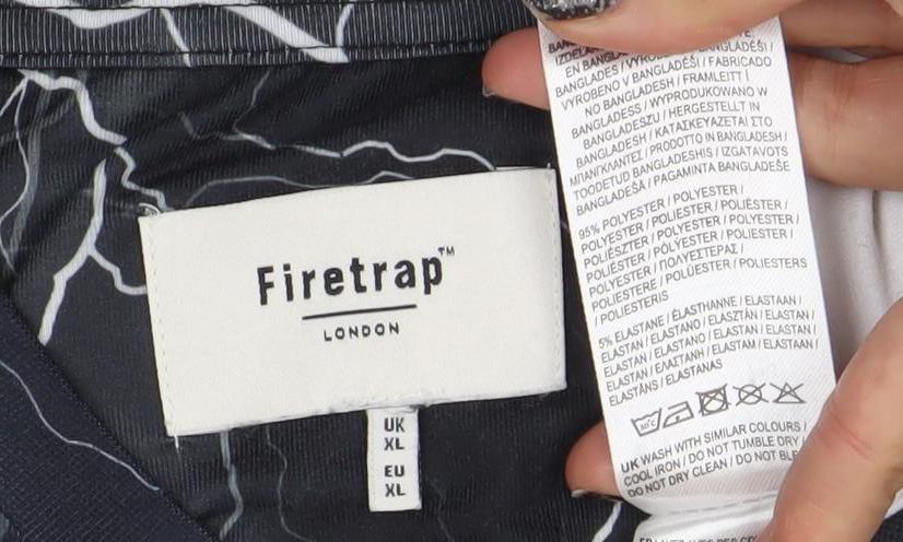 Firetrap Men's Grey Lightning Print Crew Neck T-Shirt XL