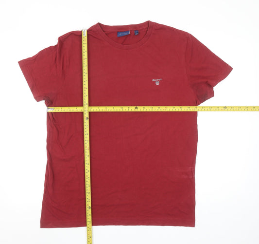 GANT Men’s Red Cotton Crew Neck Short Sleeve T-Shirt Size L