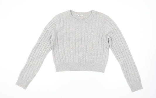 Womens UK 14 Regular Jack Wills Grey Pullover Cable-Knit