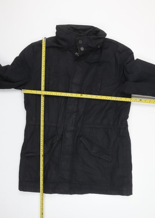Kin by John Lewis Men's Black Parka Coat L Regular Fit Hooded