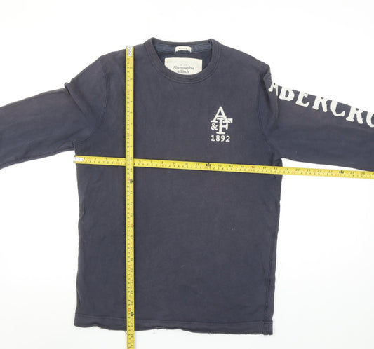 Abercrombie & Fitch Men's Blue Long Sleeve Crew Neck Graphic T-Shirt Size S