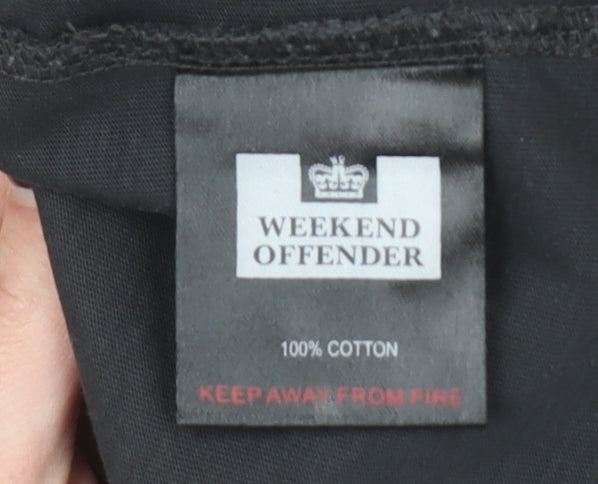 Weekend Offender Men's Black Long Sleeve Cotton Crew Neck T-Shirt XL