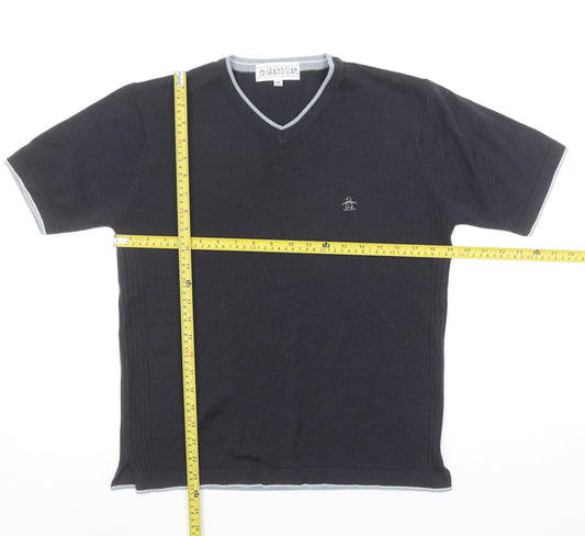 Grand Slam Men's Black V-Neck Short Sleeve T-Shirt Medium