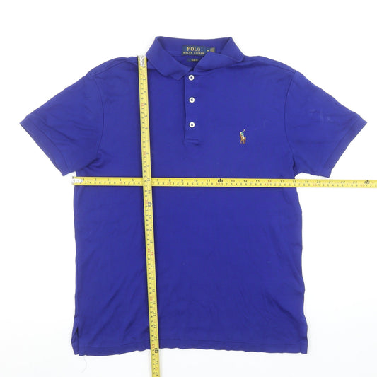 Ralph Lauren Men's Blue Slim Fit Cotton Polo Shirt Size M