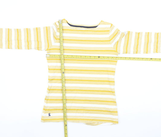 Joules Women's Yellow Striped Long Sleeve Cotton T-Shirt UK 8