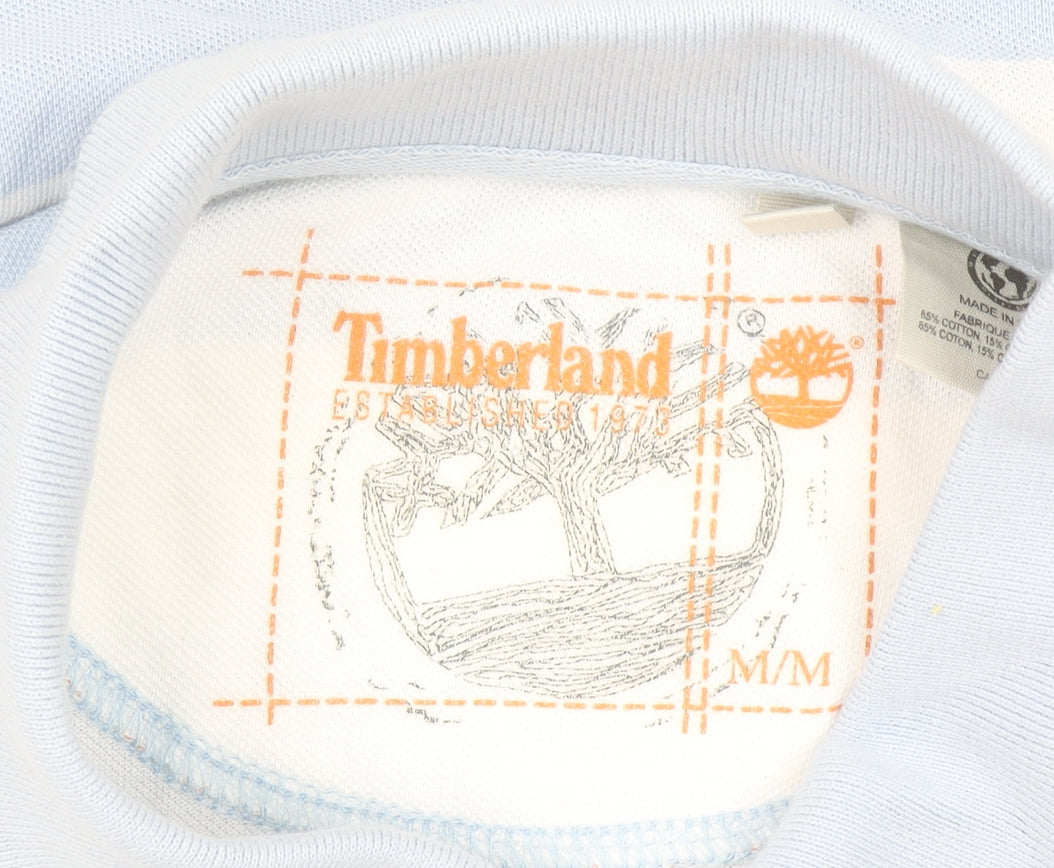 Timberland Men's Blue Striped Cotton Polo Shirt Size M