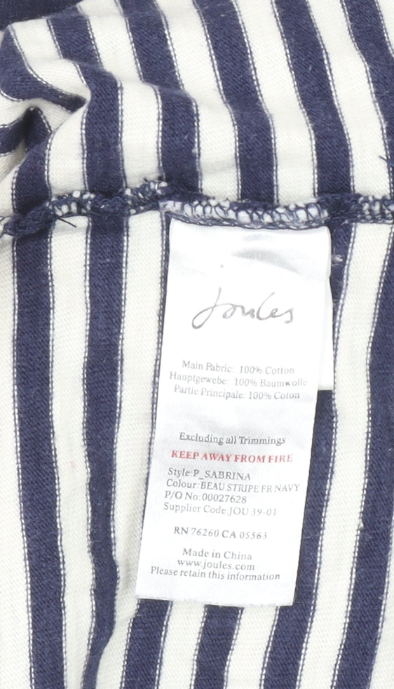 Joules Women’s Blue Striped Long Sleeve Cotton Polo Shirt UK 14
