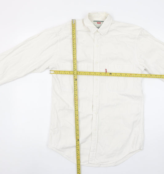 Levi's Men's White Long Sleeve Cotton Button-Up Shirt Size S