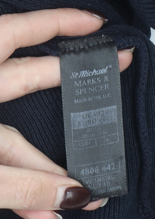 Marks & Spencer Women’s Blue Roll Neck Cotton Jumper Size 12