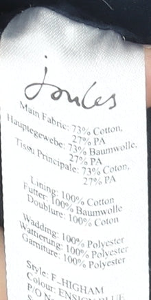 Joules Women Blue Puffer Waistcoat Size 12 Cotton Blend Gilet