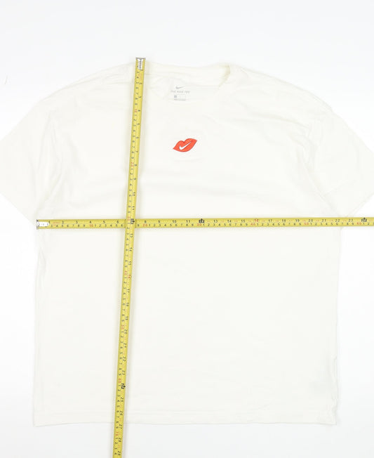 Nike Men's White L Graphic Logo Cotton Crew Neck T-Shirt