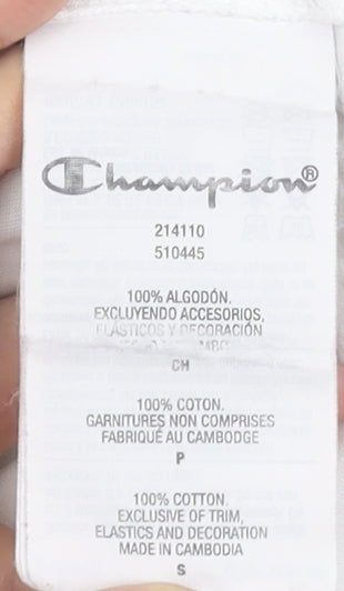 Champion Men's White Small Logo Graphic Short Sleeve T-Shirt