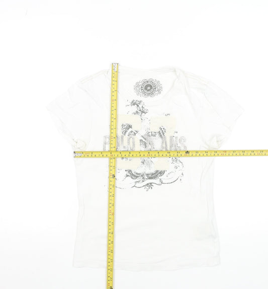 Ralph Lauren Polo Jeans Womens White V-Neck Cotton T-Shirt M