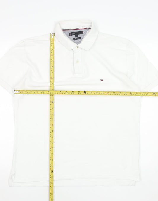 Tommy Hilfiger Men's White XL Regular Fit Cotton Polo Shirt