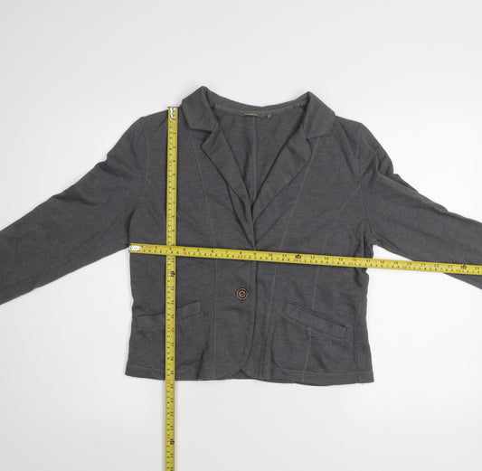 Sandwich Women Grey Cotton Blend Blazer Jacket Size M