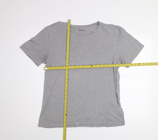 Hugo Boss Men's Grey Cotton Crew Neck Short Sleeve T-Shirt Size L