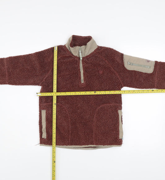 Fat Face Girls Burgundy 10-11 Years 1/2 Zip Fleece Sweatshirt