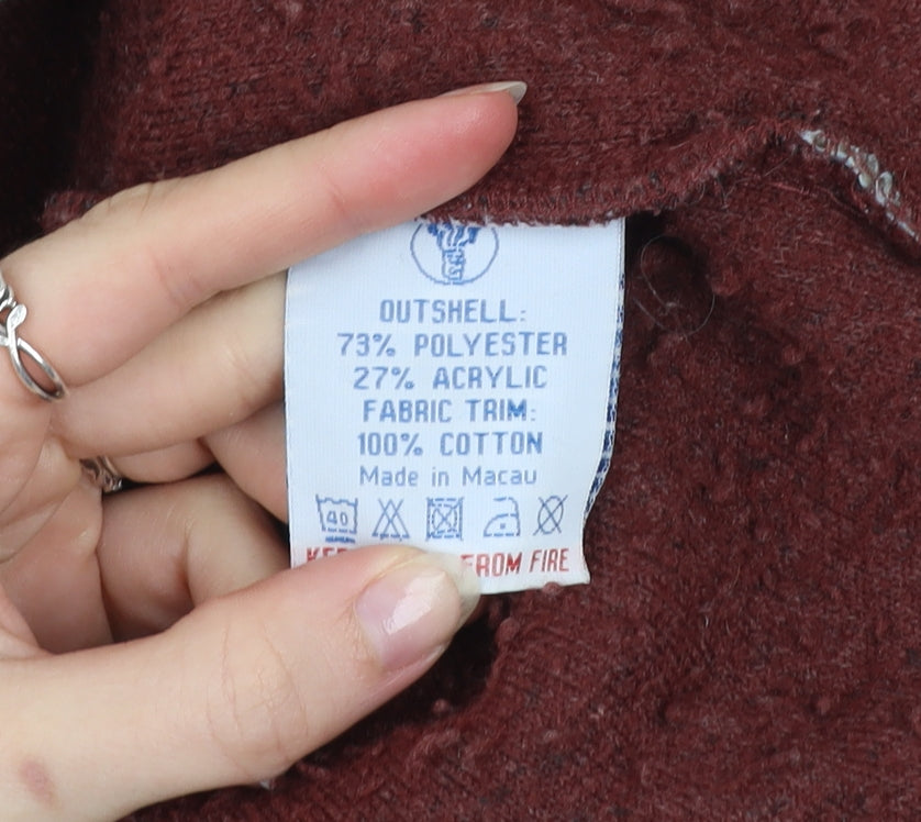 Fat Face Girls Burgundy 10-11 Years 1/2 Zip Fleece Sweatshirt