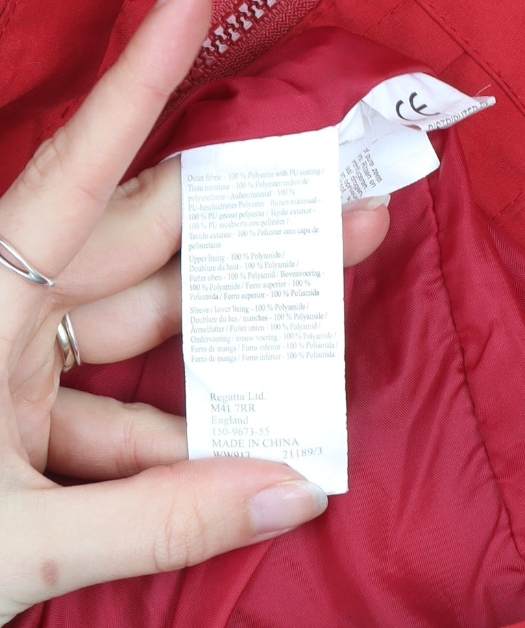 Regatta Womens Red Waterproof Hooded Rain Coat Size 14 L Long Jacket