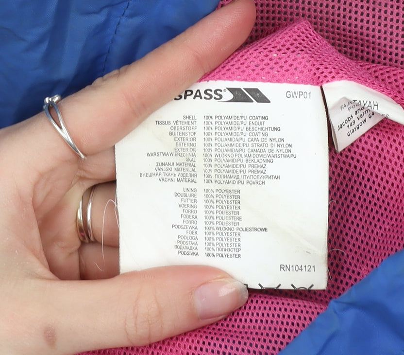 Trespass Men's Blue Waterproof Hooded Rain Coat Jacket M