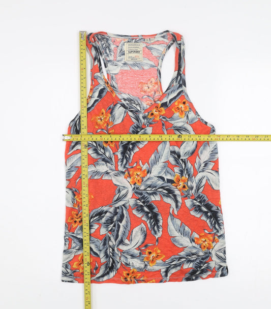 Superdry Womens Orange Floral Racerback Tank Top Size 12