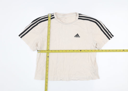 Adidas Womens Beige XS Cropped T-Shirt Short Sleeve Sports Top