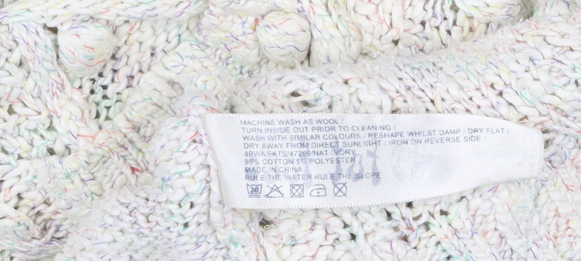 Fat Face Women Ivory Cable-Knit Button Cardigan Size 8