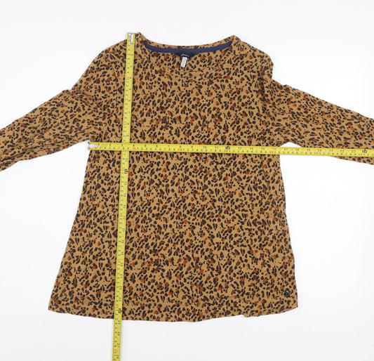 Joules Women’s Brown Leopard Print Long Sleeve Cotton Top UK 10