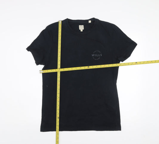 Jack Wills Men's Black Graphic Cotton Crew Neck T-Shirt Size S