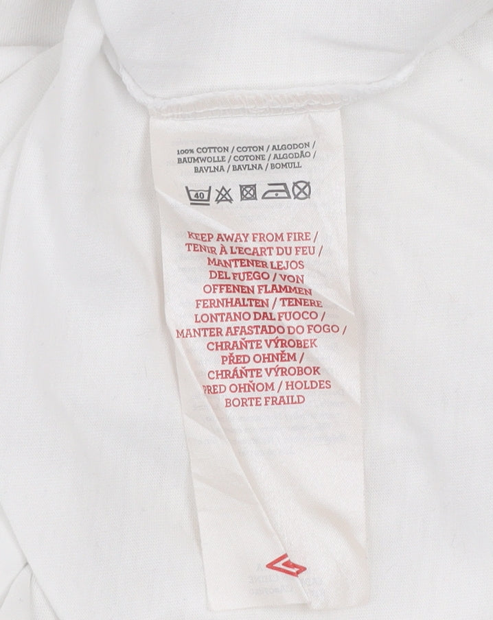 Umbro Men’s White Graphic Print Cotton Short Sleeve T-Shirt Size S
