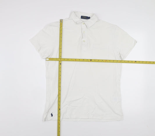 Ralph Lauren Men's White Polo Shirt M Classic Cotton Short Sleeve